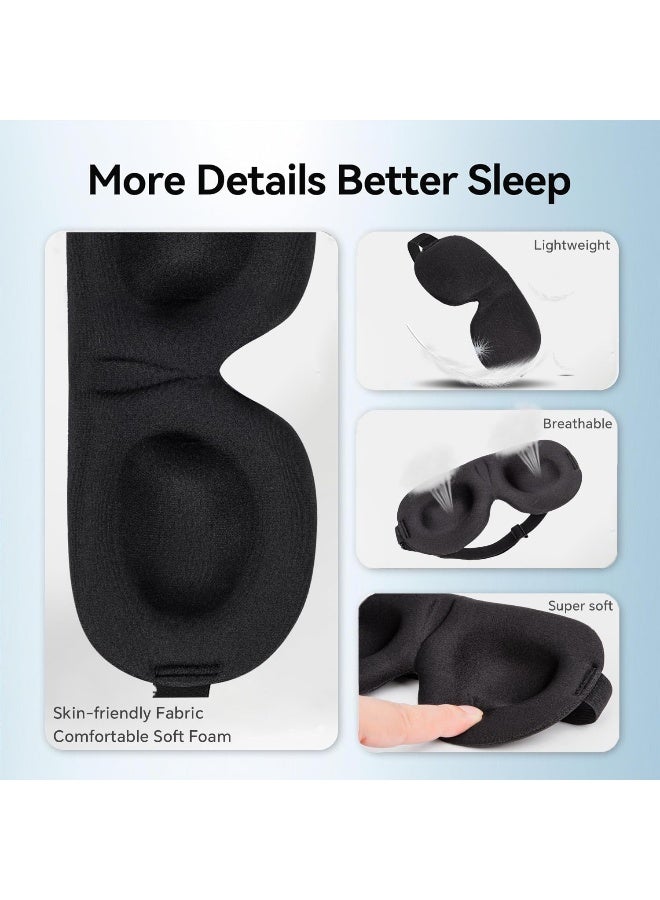 YIVIEW Sleep Mask for Back and Side Sleeper Pack of 3, 100% Light Blocking 3D Eye Masks for Sleeping, Lightweight & Breathable Eye Cover for Women Men, Zero Eye Pressure Night Blindfold - Image 5
